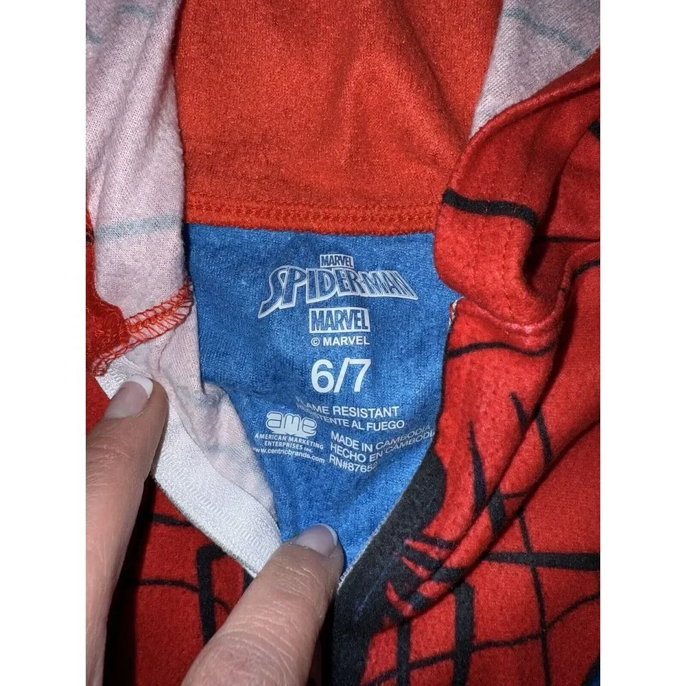 Spider-Man‎ Sonic Sega Angry Birds Boy's Fleece One Piece pajama Sz 6/7 PJ Pants